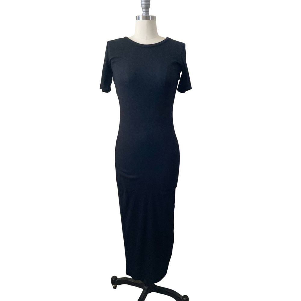 Forever 21 Women's Midi Dress Size M Black Bodycon Ribbed
